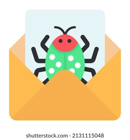 Conceptual flat design icon of mail bug

