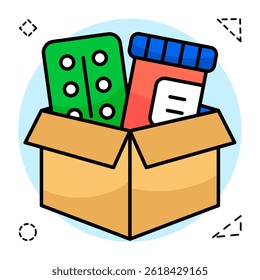Conceptual flat design icon of medicine box