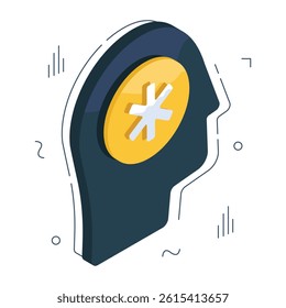 Conceptual flat design icon of mental health