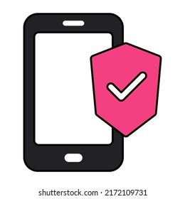 Conceptual flat design icon of mobile security