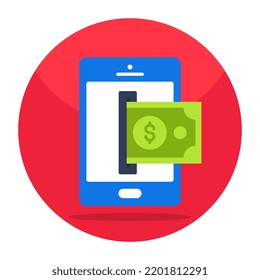 Konzeptuelles flaches Design-Icon für den Geldentzug von Mobiltelefonen 