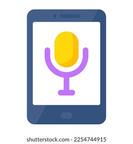 Icono de diseño plano conceptual del micrófono móvil