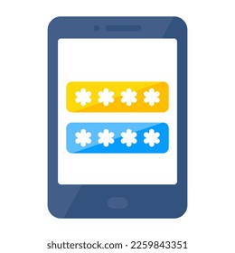 Conceptual flat design icon of mobile password 