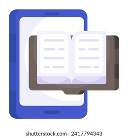 Icono conceptual de diseño plano de libro móvil

