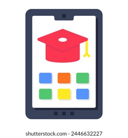 Conceptual flat design icon of mobile education