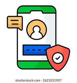 Conceptual flat design icon of mobile login security