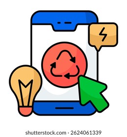 Icono de diseño plano conceptual del reciclaje móvil