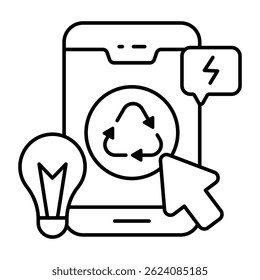 Icono de diseño plano conceptual del reciclaje móvil