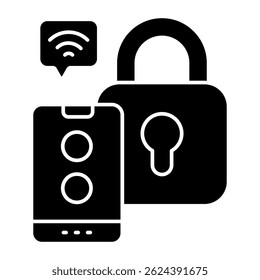 Conceptual flat design icon of mobile security
