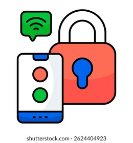 Icono de diseño plano conceptual de seguridad móvil