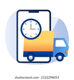 Icono de diseño plano conceptual de entrega a tiempo