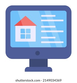 Icono conceptual de diseño plano de propiedad en línea