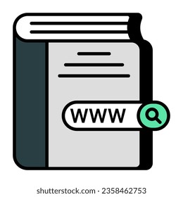 Icono conceptual de diseño plano de libro en línea
