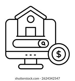 Icono de diseño plano conceptual del hogar en línea