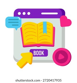 Conceptual ícone de design plano do livro on-line