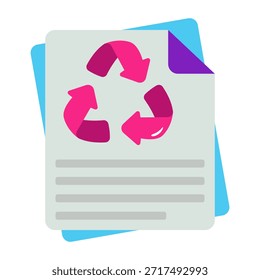 Ícone de design plano conceitual da reciclagem de papel 