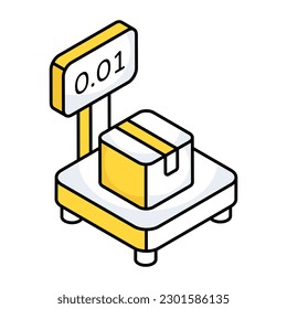 Conceptual flat design icon of parcel weighing