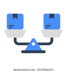 Conceptual flat design icon of parcel weighing
