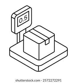 Conceptual flat design icon of parcel weighing