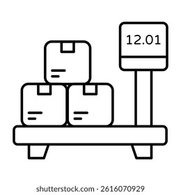 Conceptual flat design icon of parcel weighing