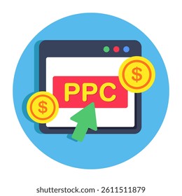 Conceptual flat design icon of pay per click