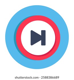Conceptual flat design icon of play forward button