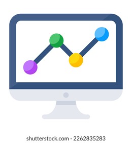 Conceptual flat design icon of polyline chart 