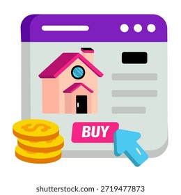 Icono conceptual del diseño plano del Sitio web inmobiliario