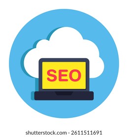Conceptual flat design icon of search engine optimization