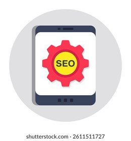 Conceptual flat design icon of search engine optimization