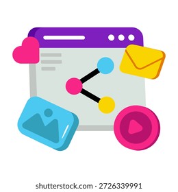 Ícone de design simples conceitual de mídia compartilhada 