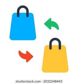 Conceptual flat design icon of shopping exchange 