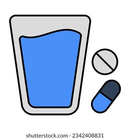Conceptual flat design icon of taking medicine 