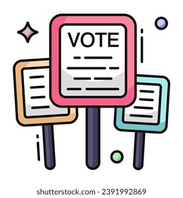 Icono conceptual de diseño plano del tablero de votación