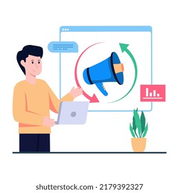 Conceptual flat design icon of web marketing
