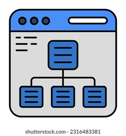 Conceptual flat design icon of web hierarchy