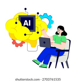 Ilustración de diseño plano conceptual del desarrollo del cerebro