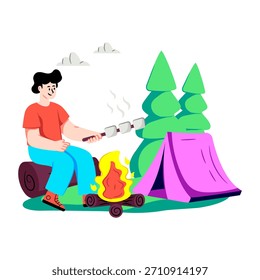 Ilustração de design plano conceitual de acampamento