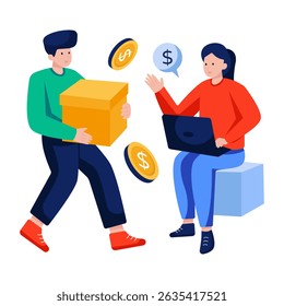 Conceptual flat design illustration of cash on delivery