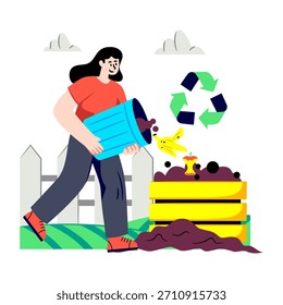 Ilustração de design plano conceitual de compostagem
