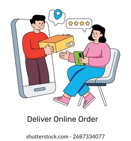 Ilustración de diseño plano conceptual de entrega de pedido en línea