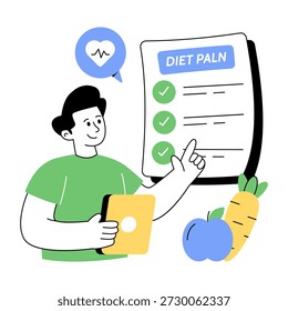 Ilustração de design plano conceitual de plano de dieta 