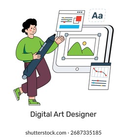 Ilustración de diseño plano conceptual de diseñador de arte digital