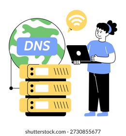 Ilustração de design simples conceitual do sistema de nomes de domínio 