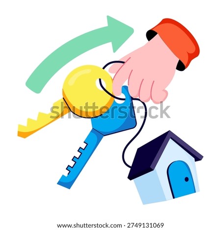 Conceptual flat design illustration of home key