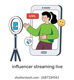 Ilustración de diseño plano conceptual de transmisión en vivo