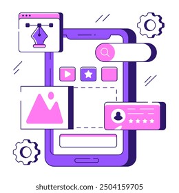 Ilustración de diseño plano conceptual de Galería móvil 

