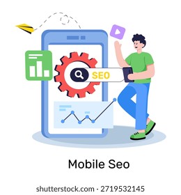 Konzeptuelle flache Design-Illustration des mobilen Seo