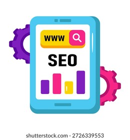 Ilustração de design plano conceitual de seo móvel