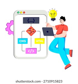 Ilustración de diseño plano conceptual del algoritmo de programa